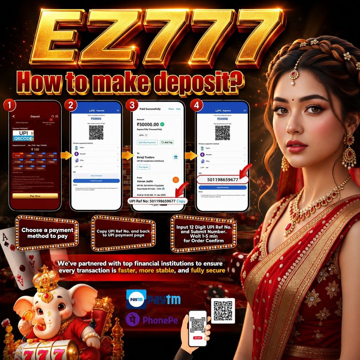 EZ777 Game download page showing EZ777 App installation steps with IE777 APK file.