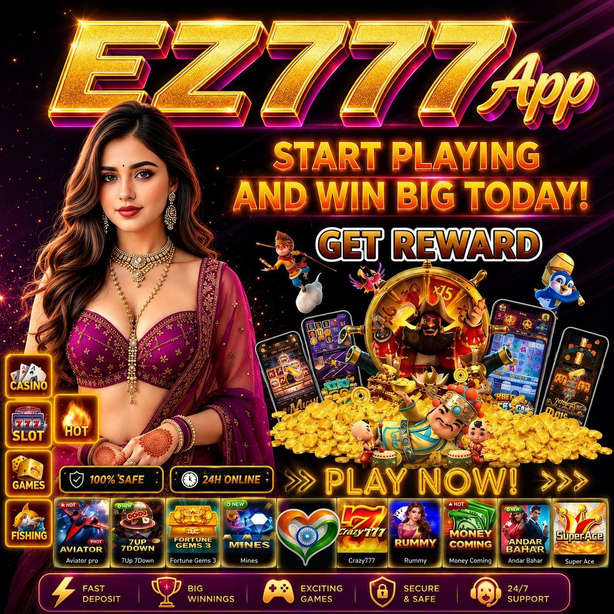 EZ777 App logo with text "EZ777 Download" for Android users seeking IE777 APK.